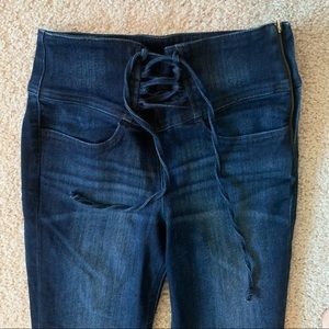 Express High Rise Size 0 Legging Jeans Lace Up